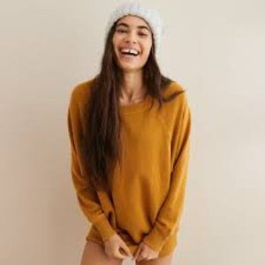 aerie | velvet mutard yellow sweatshirt